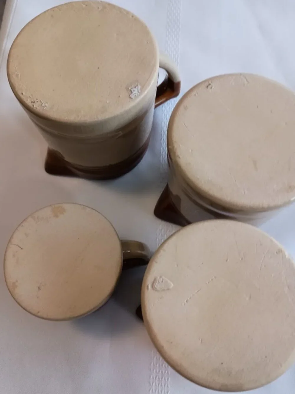 Vintage Stoneware Measuring Cup Set, 1 cup, 3/4 cup, 1/2 cup, 1/4 cup